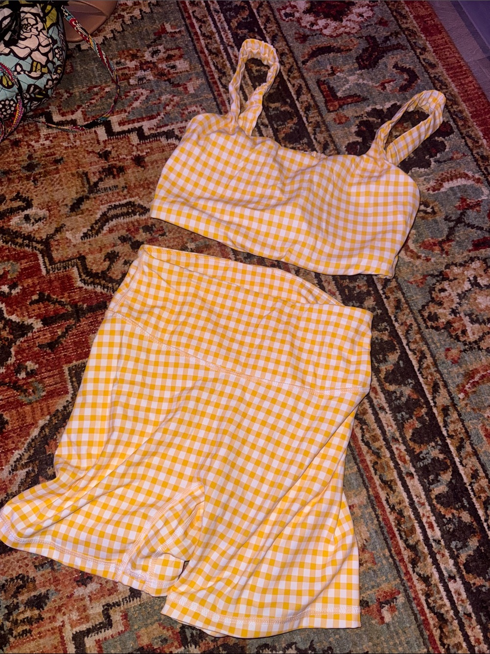 Yellow Gingham Bralette and Short Set
